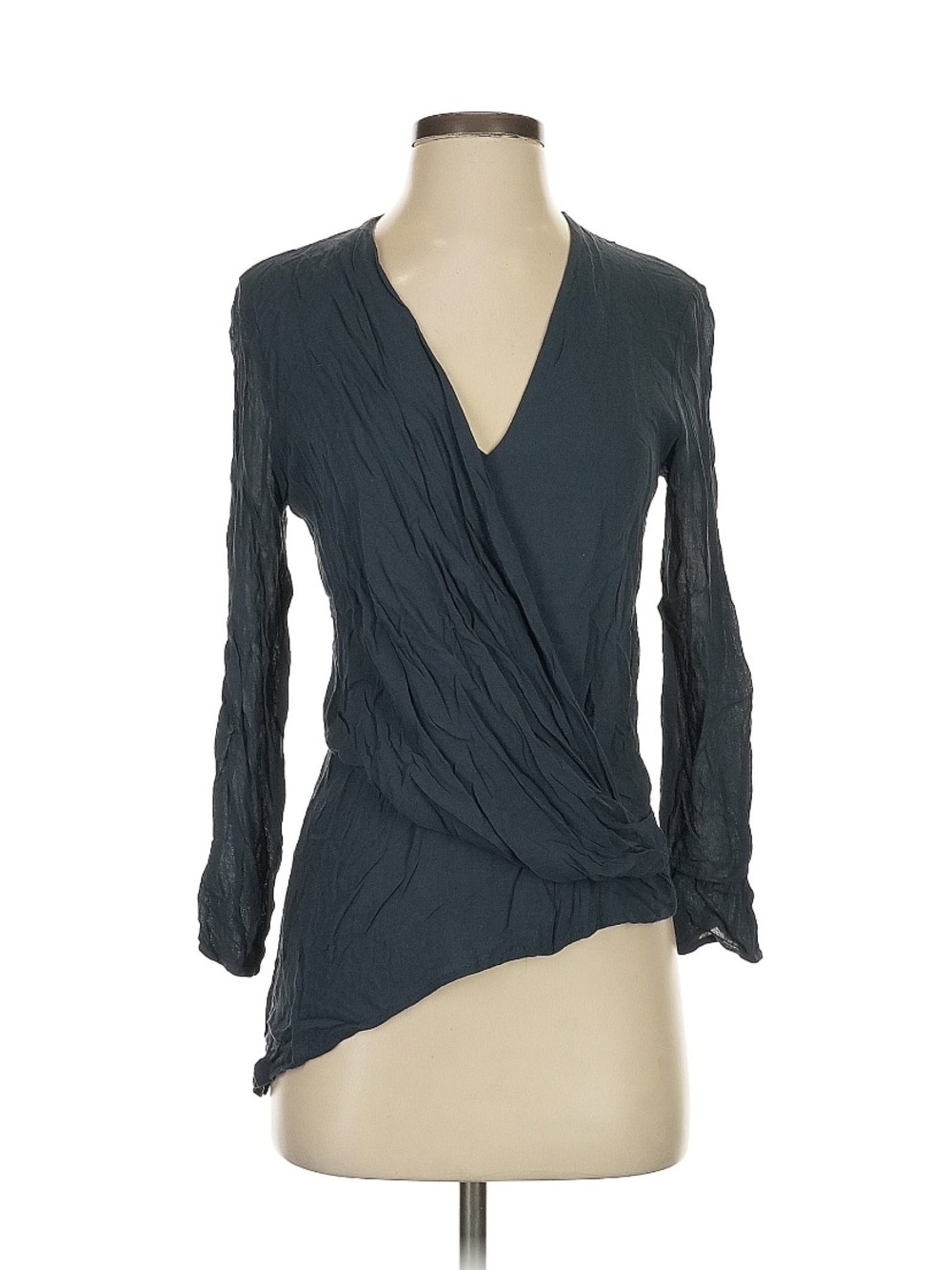 Women's Slate Wrap-Style Long Sleeve Top